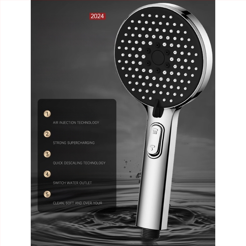 Slėginė dušo galvutė komplektas su purškimo ir masažo funkcijomis, ABS medžiaga, prekės ženklas Home rhyme