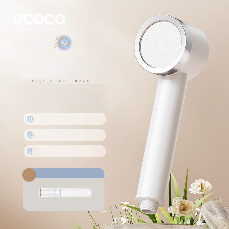 ecoco Dušo galva su slėgiu - ABS, apvali, įmontuota instaliacija, lietaus režimas