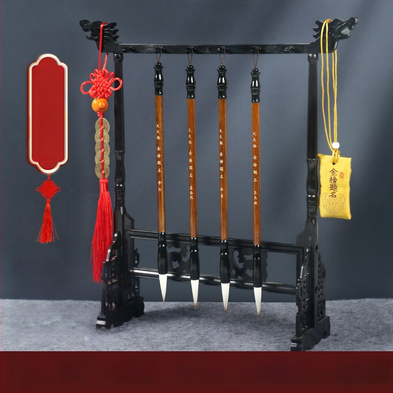 Medinis šepetėlių laikiklis su drakonų galva, 8 adatos, modelis D2987, TT/Tiantian Practice