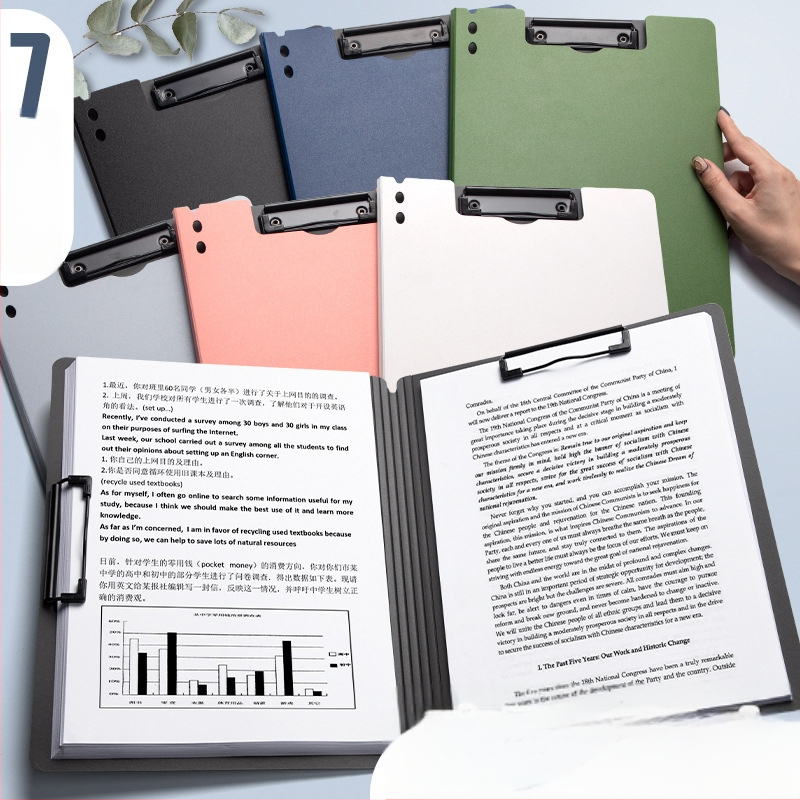 Stora lenta su dvigubu tvirtu klipu, PVC medžiaga, dokumentų laikymui ir rašymui, talpina iki 70 lapų