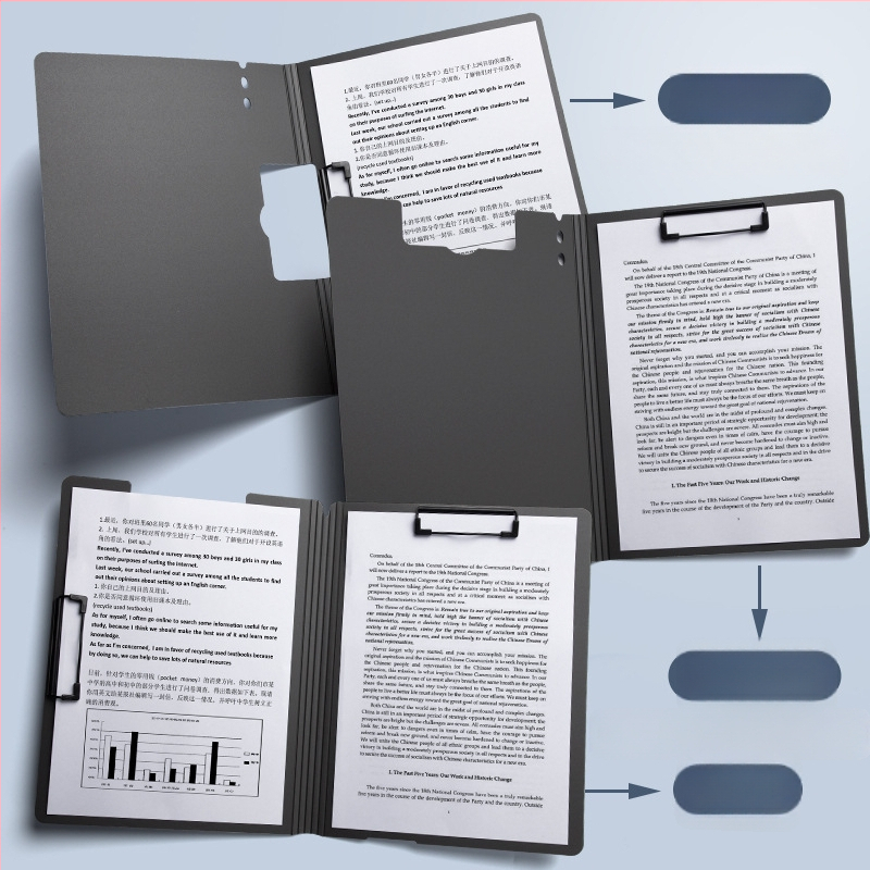 Stora lenta su dvigubu tvirtu klipu, PVC medžiaga, dokumentų laikymui ir rašymui, talpina iki 70 lapų