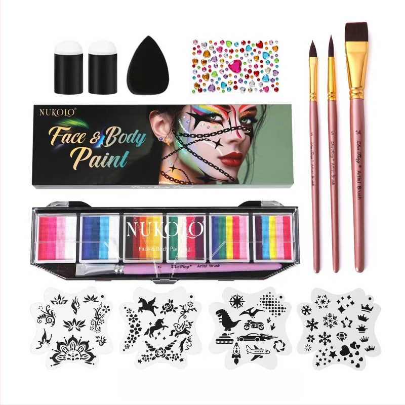 Nukolo vandens akvarelės veido dažų rinkinys, 161 vnt., kūno piešimui dėžutėje