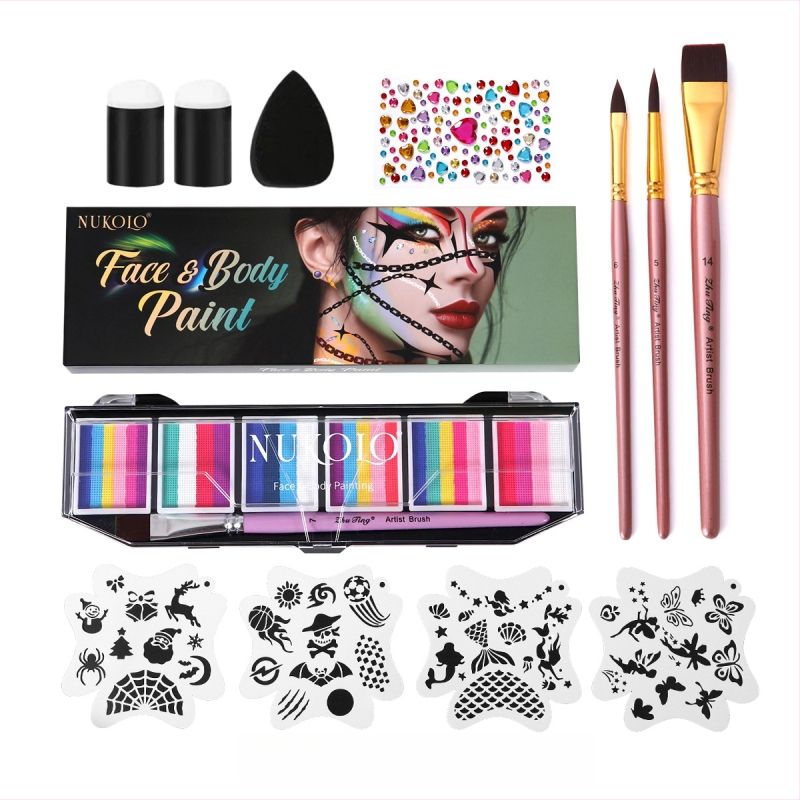 Nukolo vandens akvarelės veido dažų rinkinys, 161 vnt., kūno piešimui dėžutėje