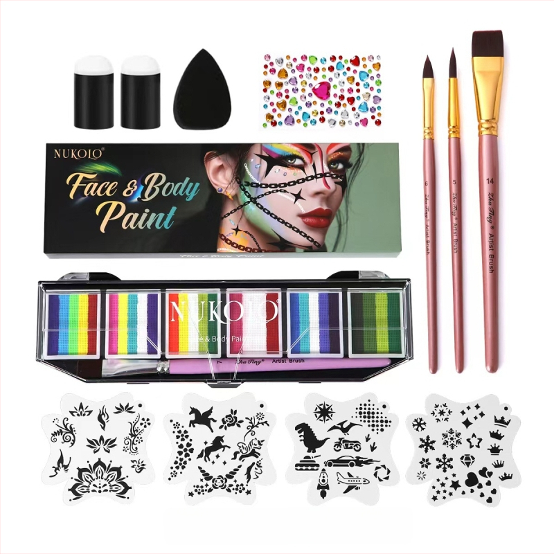 Nukolo vandens akvarelės veido dažų rinkinys, 161 vnt., kūno piešimui dėžutėje