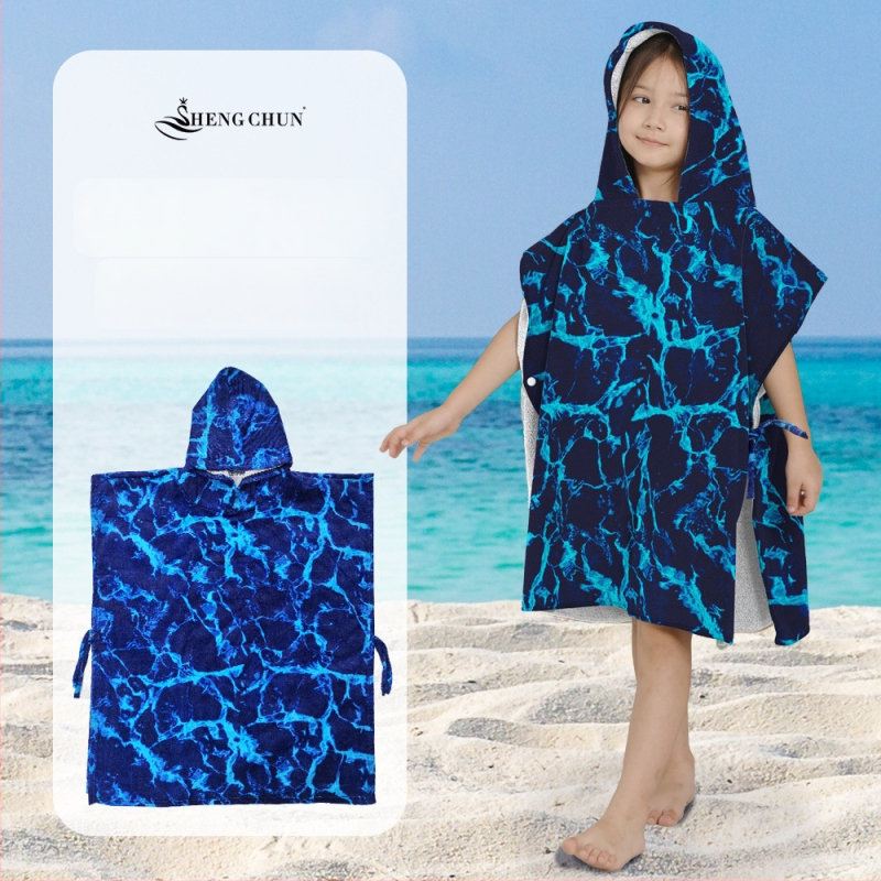 Vaikų gobtuvinis chalatas maudynėms – 100% medvilnė, 300–400 g, 21 siūlai, atspausdintas