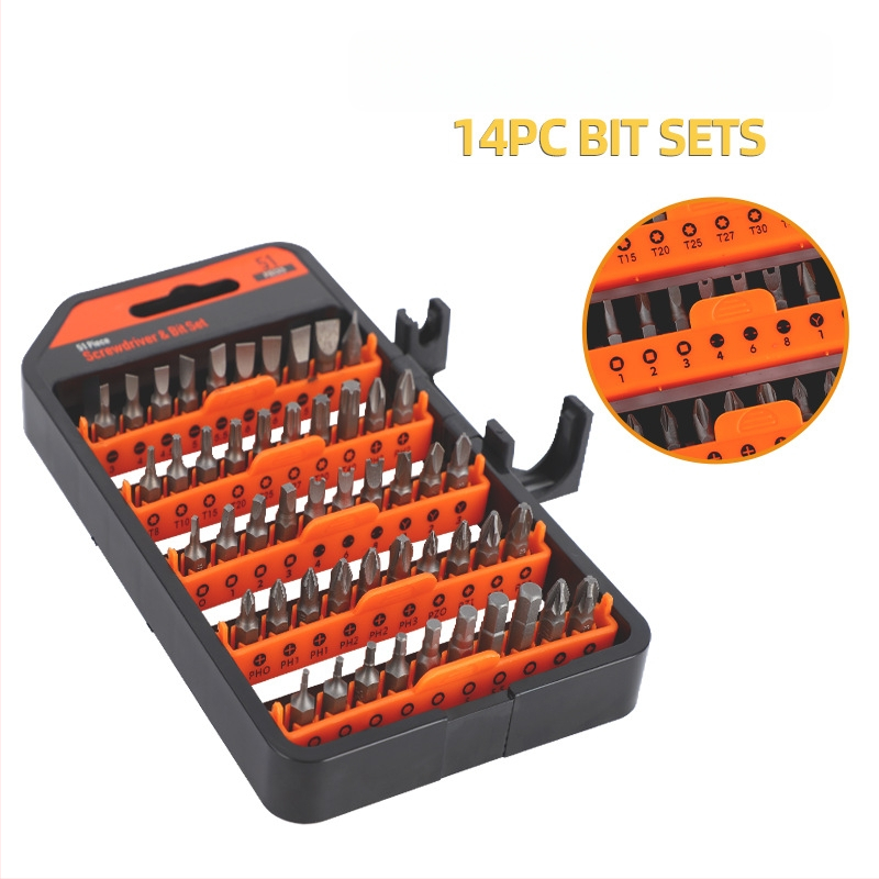 51-in-1 atsuktuvas su bitais rinkinys — S2 įrankių plienas, magnetinis, izoliuotas, svoris 245 g, prekinis ženklas Fuyang