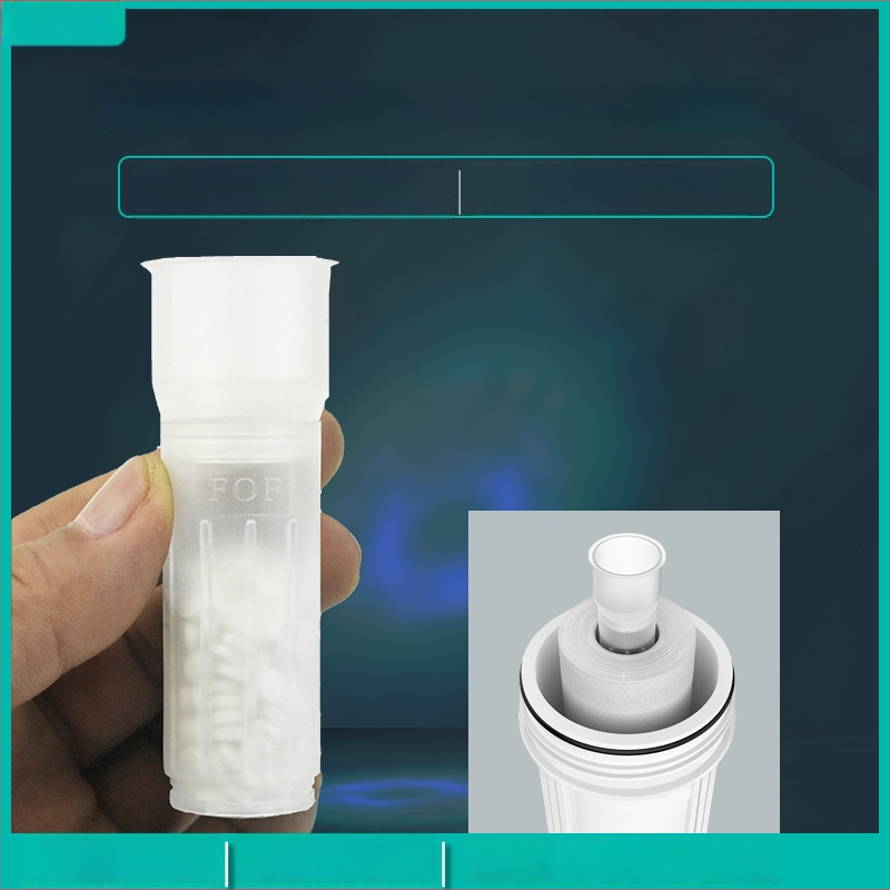 FOF skalės inhibicijos branduolys priekinio filtro elementui – be fosforo, talpa 5 g/10 g, centrinio skylės vieta priekinio filtro, skirtas namų vandens valymo įrenginiams