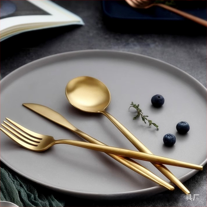 304 nerūdijančio plieno peilių, šakutė ir šaukštų rinkinys vakarietiškam stalui, šiuolaikinis minimalistinis stilius, Hemp wheel poliravimas