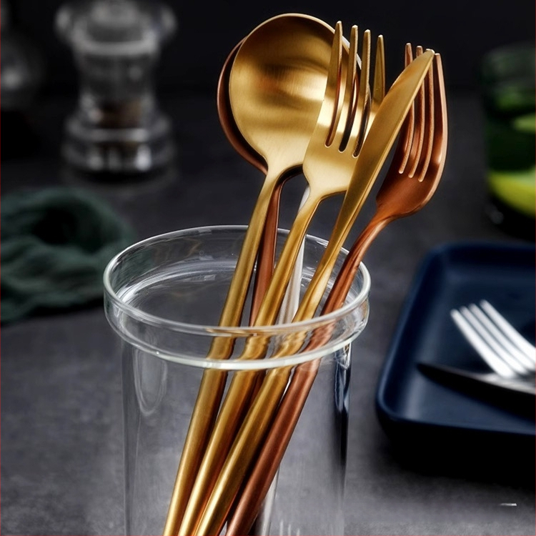 304 nerūdijančio plieno peilių, šakutė ir šaukštų rinkinys vakarietiškam stalui, šiuolaikinis minimalistinis stilius, Hemp wheel poliravimas