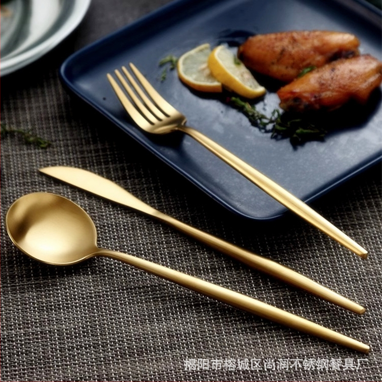 304 nerūdijančio plieno peilių, šakutė ir šaukštų rinkinys vakarietiškam stalui, šiuolaikinis minimalistinis stilius, Hemp wheel poliravimas