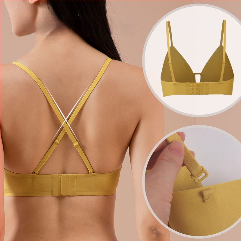 Belaidė liemenėlė be siūlių su plonais formuojamais puodeliais, nuimamomis dvigubomis petnešėlėmis, pilnais puodeliais, šonine užsegimas, kvėpuojantis nailonas