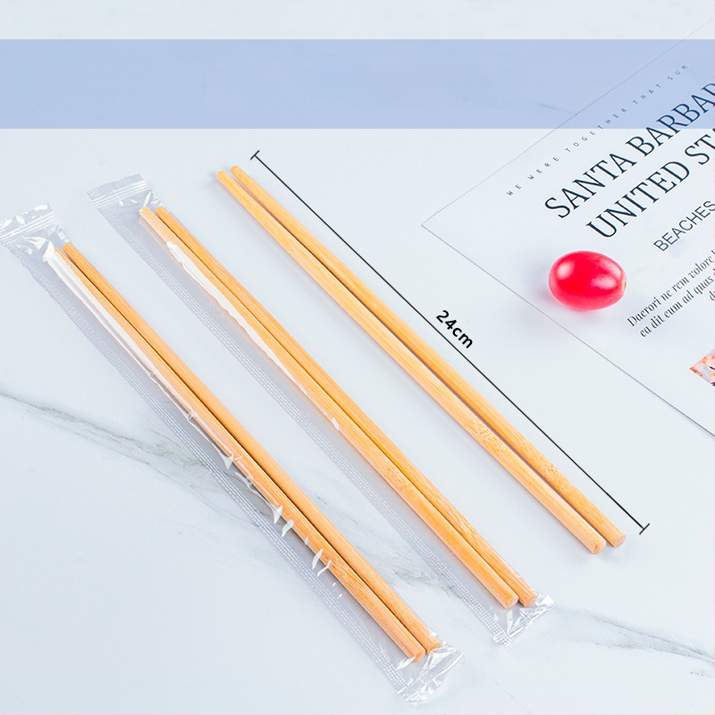 Vienkartiniai bambusiniai lazdelės, atskiromis pakuotėmis OPP maišeliuose — higieniski apvalūs galai, tinkami mikrobangų krosnelėms, logotipo individualizavimas