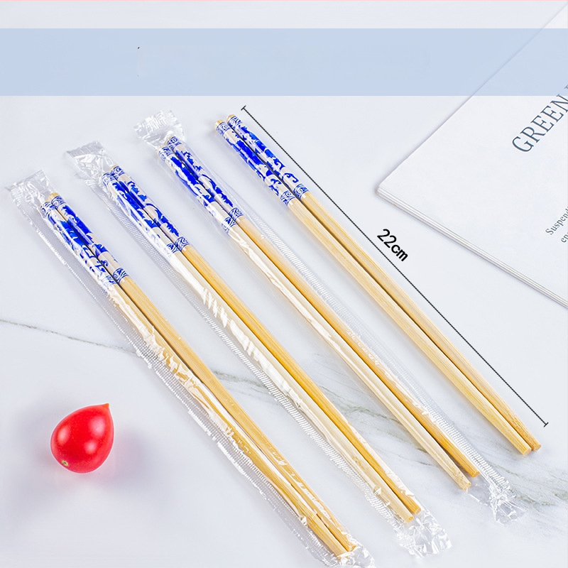 Vienkartiniai bambusiniai lazdelės, atskiromis pakuotėmis OPP maišeliuose — higieniski apvalūs galai, tinkami mikrobangų krosnelėms, logotipo individualizavimas