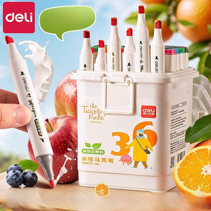 Deli maisto kokybės žymeklis vaikams, dvigubomis galvomis, plaunamas, vandens pagrindu, nekenksmingas