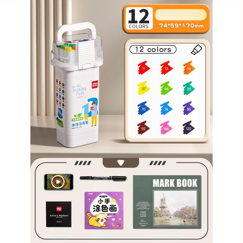 Deli maisto kokybės žymeklis vaikams, dvigubomis galvomis, plaunamas, vandens pagrindu, nekenksmingas