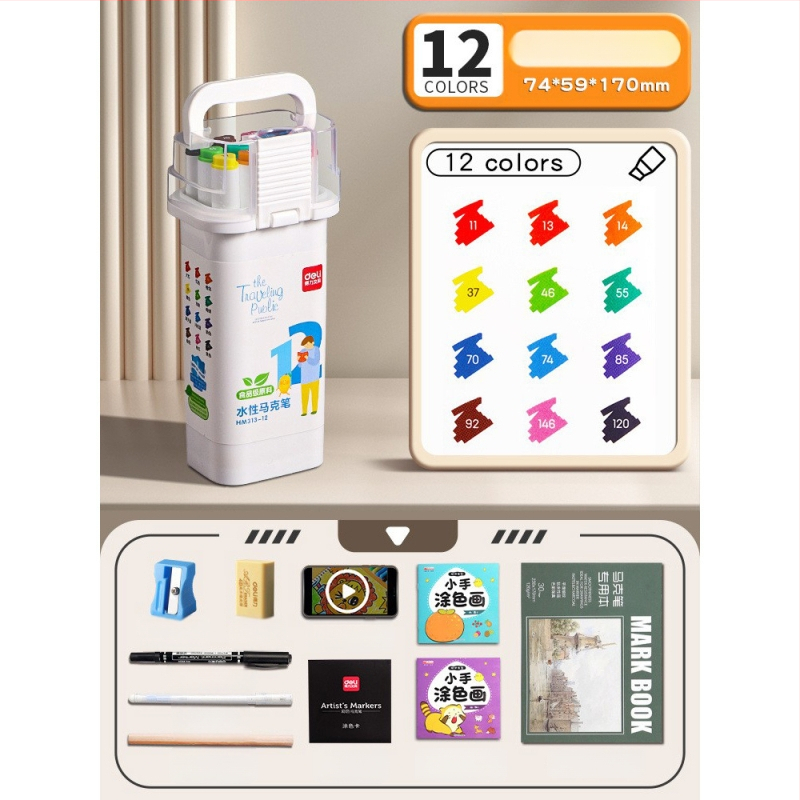 Deli maisto kokybės žymeklis vaikams, dvigubomis galvomis, plaunamas, vandens pagrindu, nekenksmingas