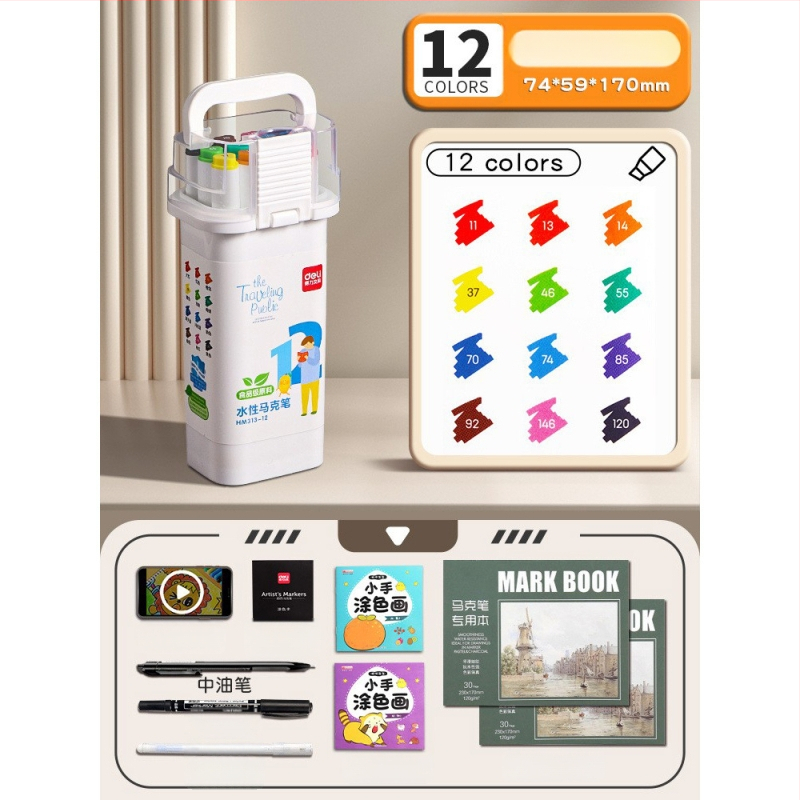 Deli maisto kokybės žymeklis vaikams, dvigubomis galvomis, plaunamas, vandens pagrindu, nekenksmingas