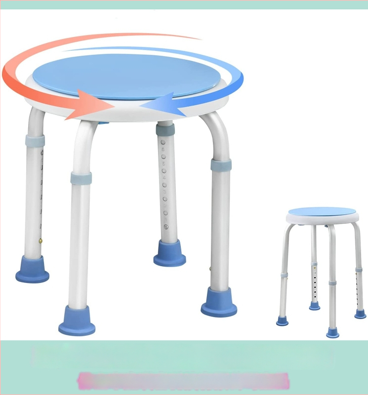 Dušo kėdė su 360° sukimu, reguliuojamas aukštis, apvali vonios kėdė, oksidacinė apdaila