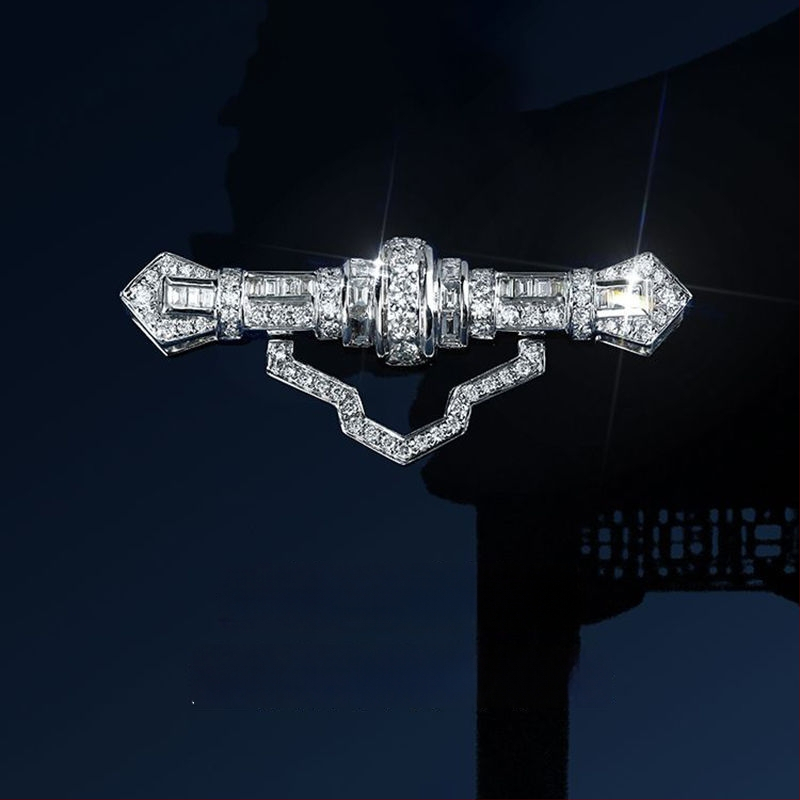 Varinė brošė su bangų ir U formos dizainu, elektroplatinė, INS stilius, unisex aksesuaras