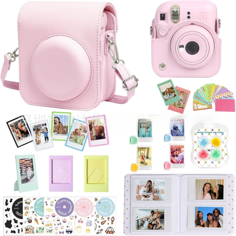 Instax Mini fotoaparato krepšys, 7-in-1 komplektas, PU korpuso, įtraukia mini nuotraukų albumą
