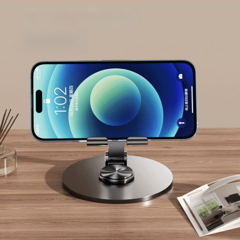 Sulankstomas stalinis laikiklis telefonui ir planšetėms – metalinis, minimalistinio stiliaus, skirtas staliniam naudojimui