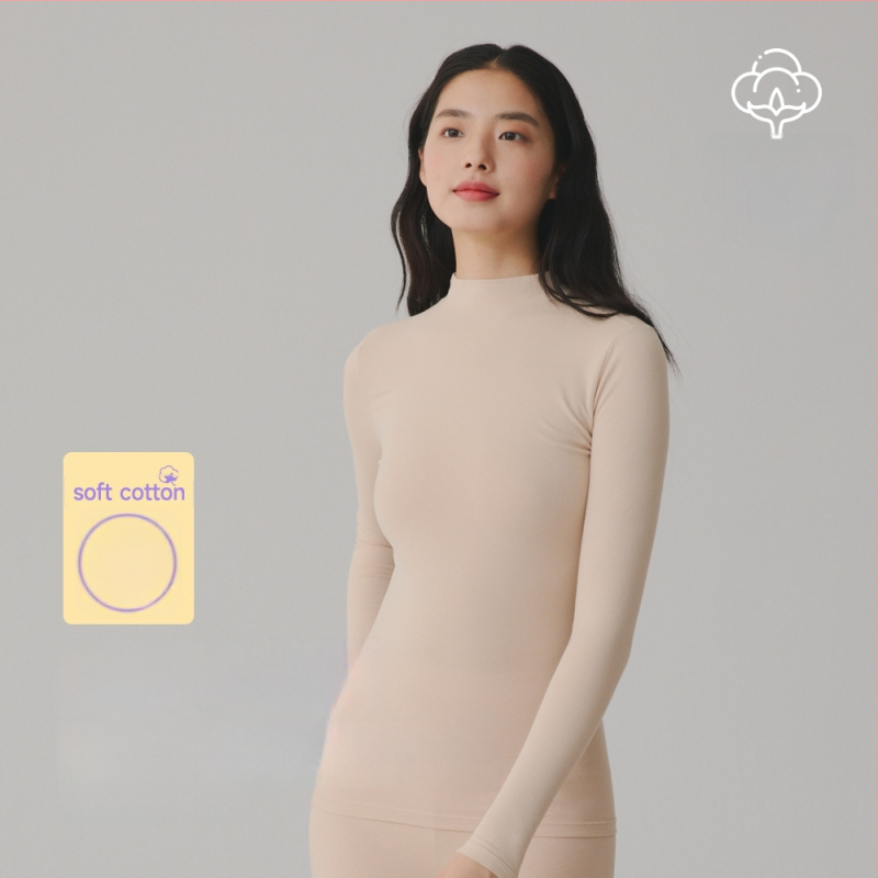 Grynas medvilnės terminis topas - apvalus kaklas, ilgos rankovės, bazinis sluoksnis arba gali būti dėvimas kaip išorinis apdaras, viengubas sluoksnis, 181-200 g/m², 95-100% medvilnė