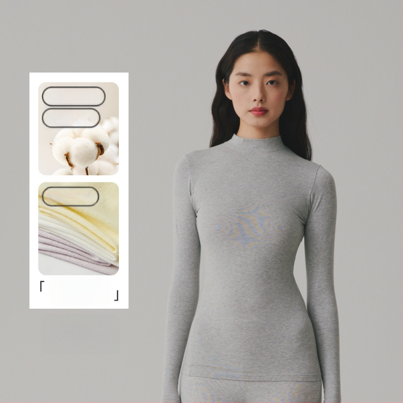 Grynas medvilnės terminis topas - apvalus kaklas, ilgos rankovės, bazinis sluoksnis arba gali būti dėvimas kaip išorinis apdaras, viengubas sluoksnis, 181-200 g/m², 95-100% medvilnė