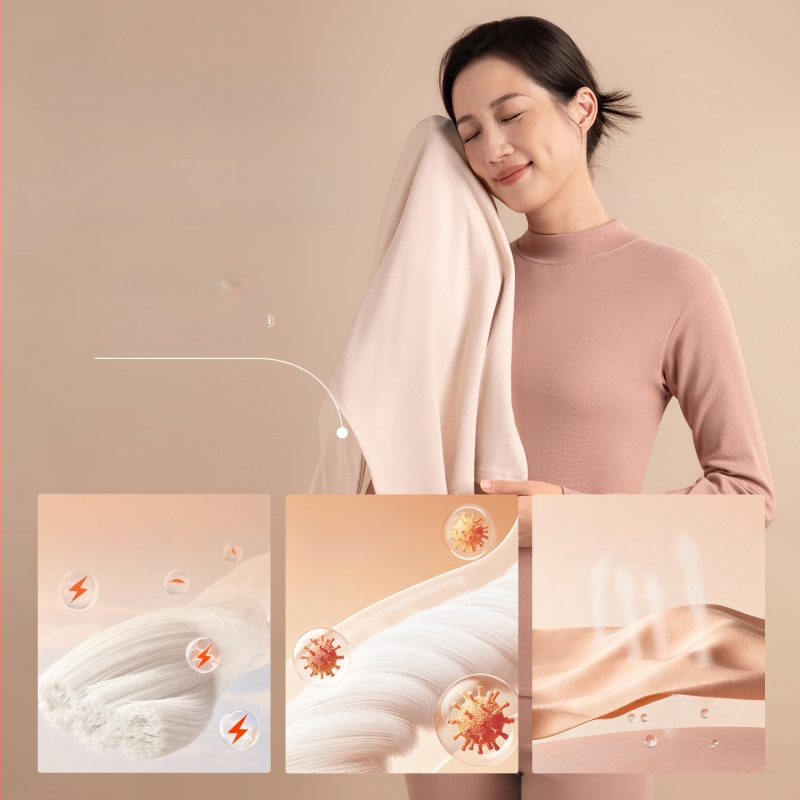 Naiste sooj aluspesu komplekt puuvillast, paksu kangaga, pikkade varrukatega topp ja püksid, keskmise vanusega naistele, 95–100% puuvill