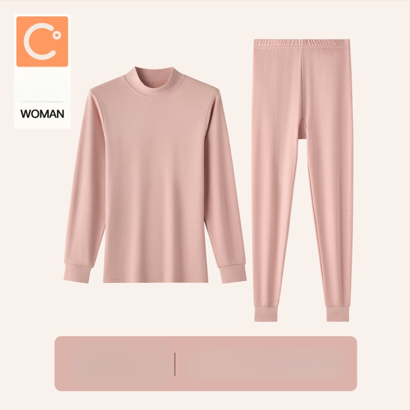 Naiste sooj aluspesu komplekt puuvillast, paksu kangaga, pikkade varrukatega topp ja püksid, keskmise vanusega naistele, 95–100% puuvill