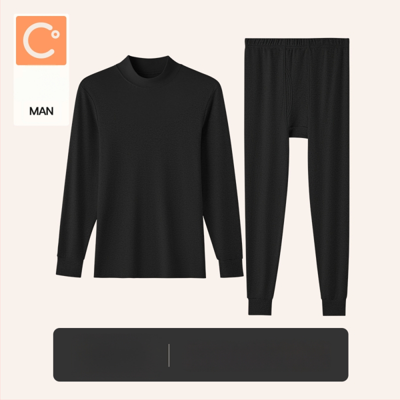 Naiste sooj aluspesu komplekt puuvillast, paksu kangaga, pikkade varrukatega topp ja püksid, keskmise vanusega naistele, 95–100% puuvill