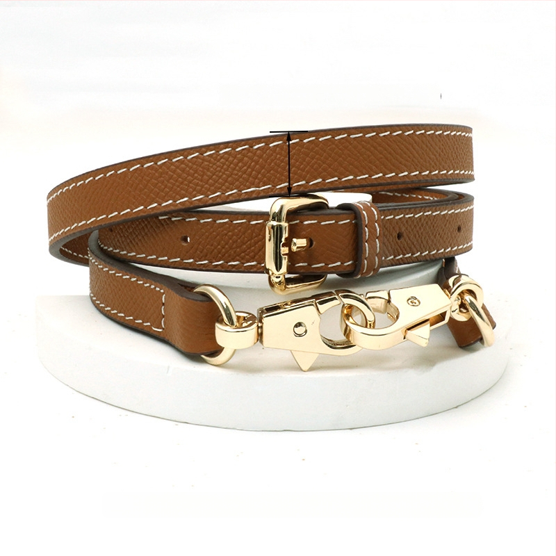 Pečių diržas maišui, tikra oda, pirmo sluoksnio veršienos oda, vieno tono dizainas, 2024 m. pavasaris