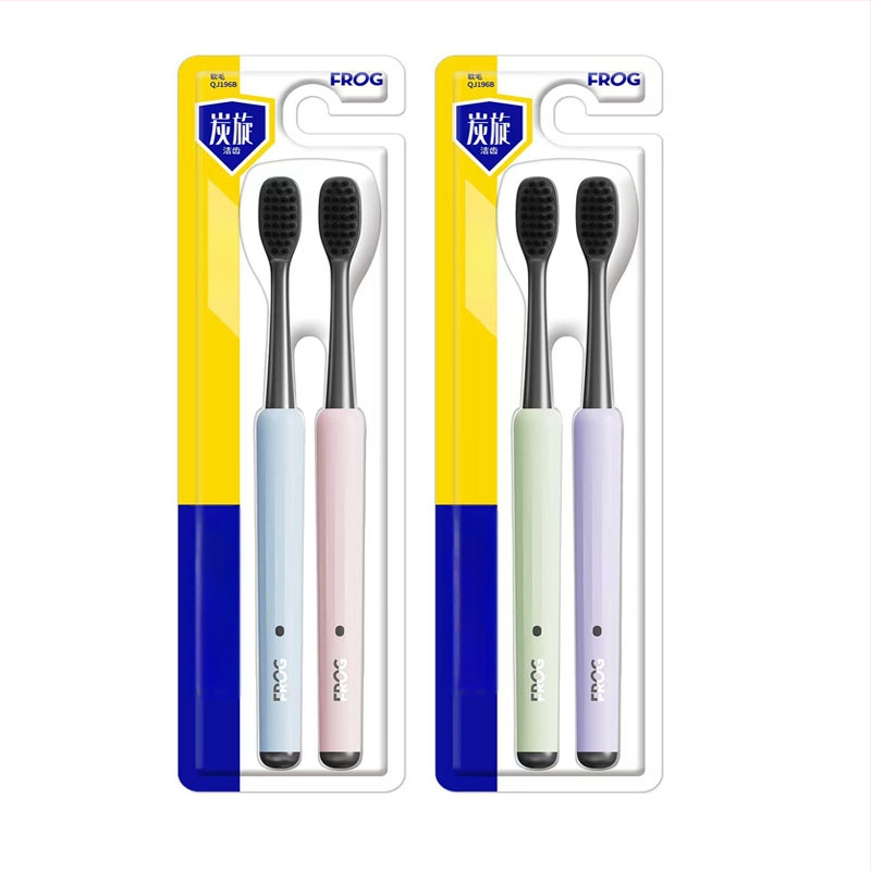 Rankinė dantų šepetėlis Frog QT971, 2 vnt. rinkinys, bendram valymui.
