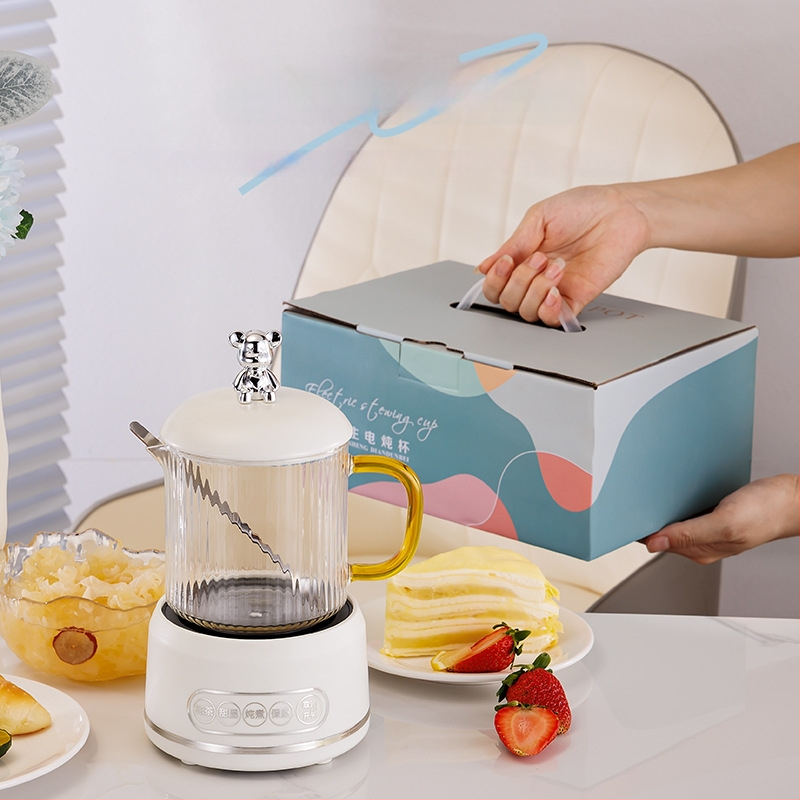 Elektrinis sveikas potas su borosilikato stiklu, 650 ml, 220V, 360W, Išmanus laikmatis su automatinio išjungimo funkcija, Elektroninis termostatas