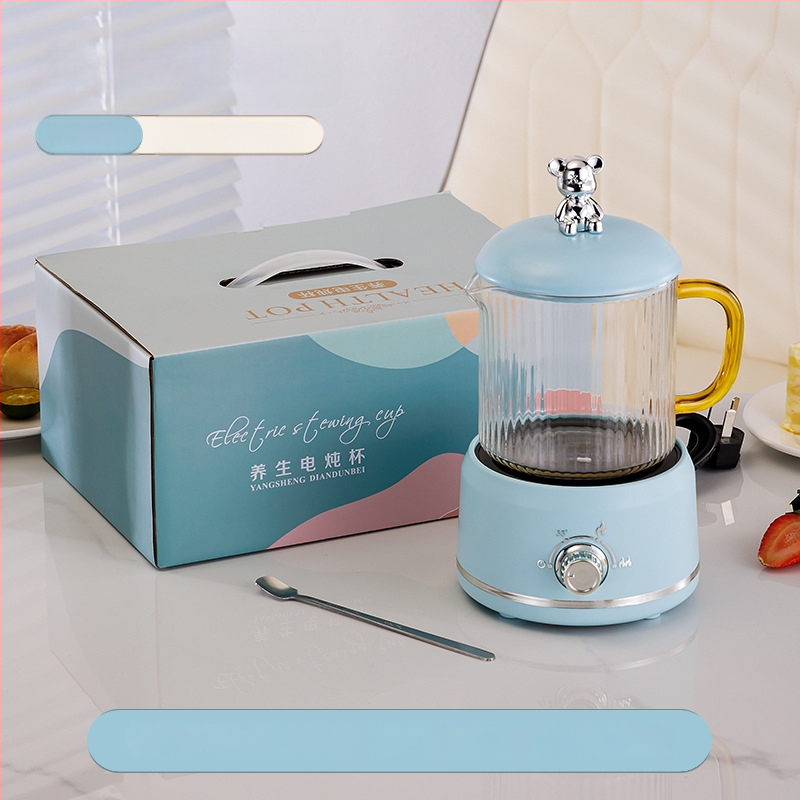 Elektrinis sveikas potas su borosilikato stiklu, 650 ml, 220V, 360W, Išmanus laikmatis su automatinio išjungimo funkcija, Elektroninis termostatas