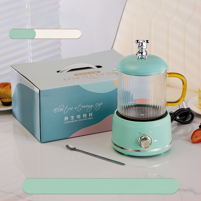 Elektrinis sveikas potas su borosilikato stiklu, 650 ml, 220V, 360W, Išmanus laikmatis su automatinio išjungimo funkcija, Elektroninis termostatas