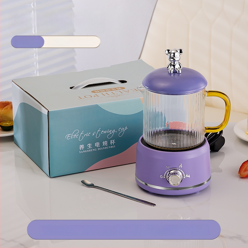 Elektrinis sveikas potas su borosilikato stiklu, 650 ml, 220V, 360W, Išmanus laikmatis su automatinio išjungimo funkcija, Elektroninis termostatas