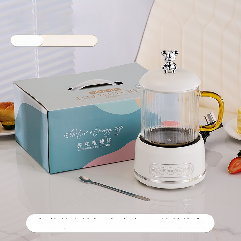 Elektrinis sveikas potas su borosilikato stiklu, 650 ml, 220V, 360W, Išmanus laikmatis su automatinio išjungimo funkcija, Elektroninis termostatas