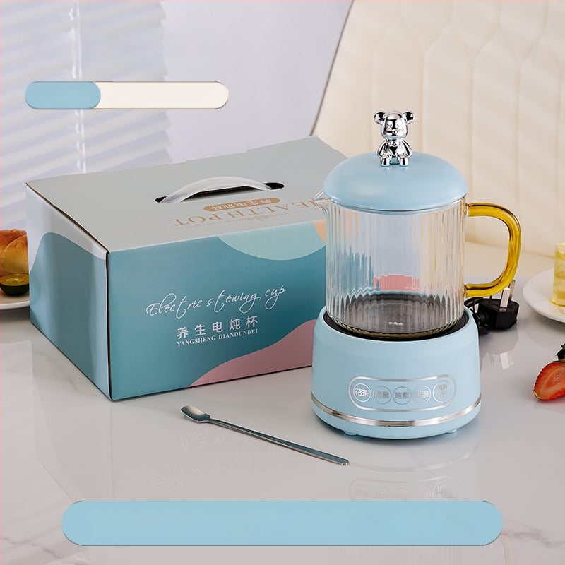 Elektrinis sveikas potas su borosilikato stiklu, 650 ml, 220V, 360W, Išmanus laikmatis su automatinio išjungimo funkcija, Elektroninis termostatas