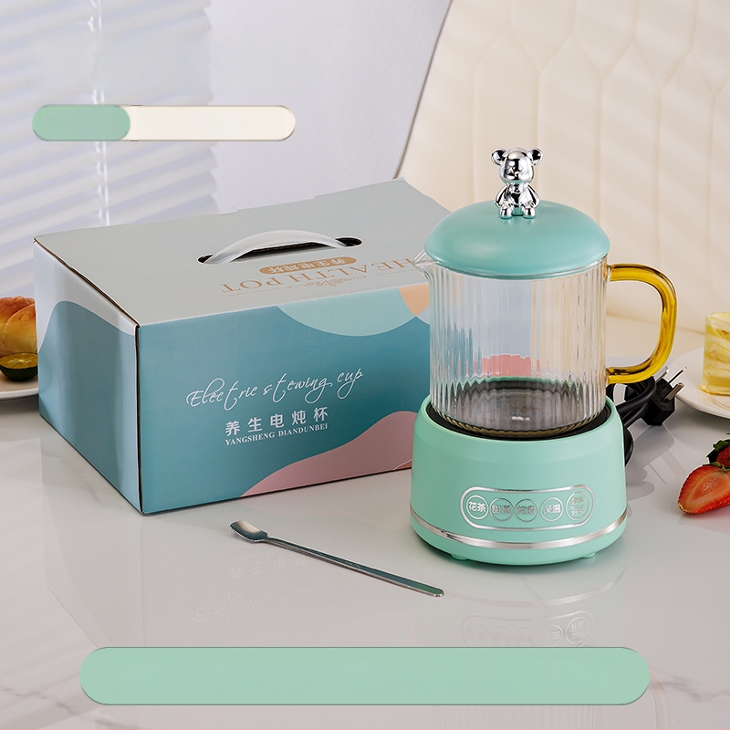 Elektrinis sveikas potas su borosilikato stiklu, 650 ml, 220V, 360W, Išmanus laikmatis su automatinio išjungimo funkcija, Elektroninis termostatas