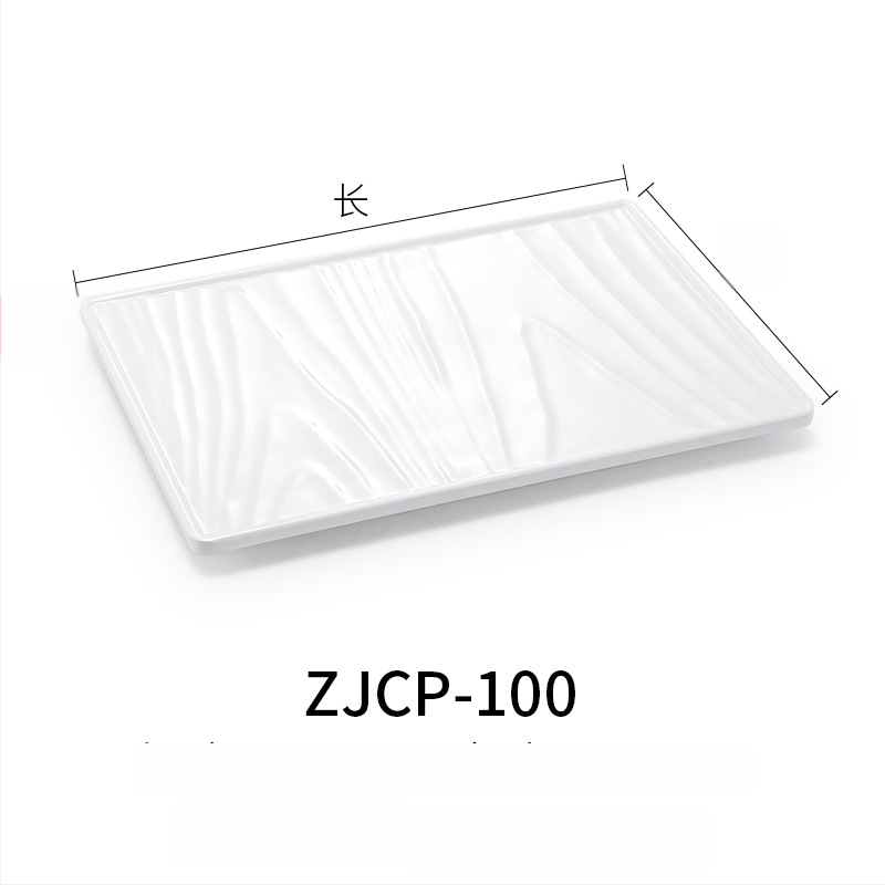 Melaminė plokščia lėkštė, stačiakampio formos, japonų stiliaus, plastikinė lėkštė su porceliano imitacija, personalizavimas galimas
