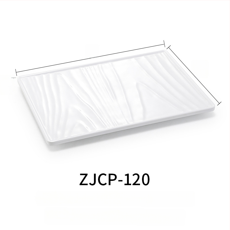 Melaminė plokščia lėkštė, stačiakampio formos, japonų stiliaus, plastikinė lėkštė su porceliano imitacija, personalizavimas galimas