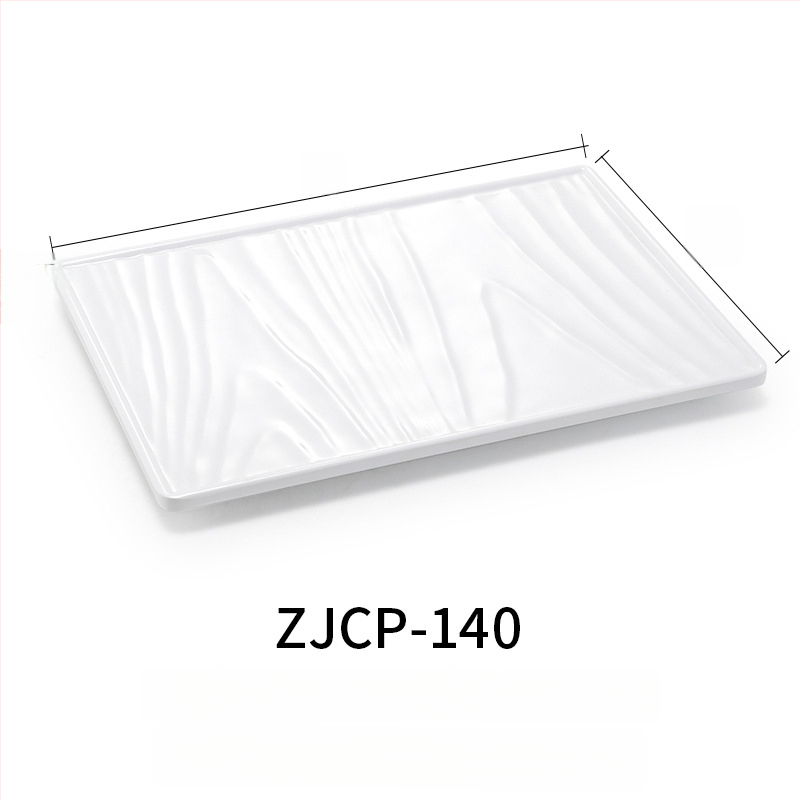 Melaminė plokščia lėkštė, stačiakampio formos, japonų stiliaus, plastikinė lėkštė su porceliano imitacija, personalizavimas galimas