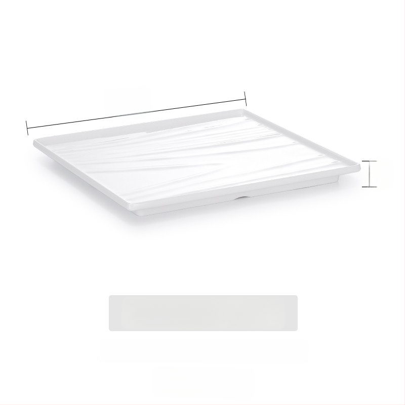 Melaminė plokščia lėkštė, stačiakampio formos, japonų stiliaus, plastikinė lėkštė su porceliano imitacija, personalizavimas galimas