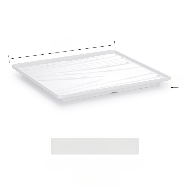 Melaminė plokščia lėkštė, stačiakampio formos, japonų stiliaus, plastikinė lėkštė su porceliano imitacija, personalizavimas galimas