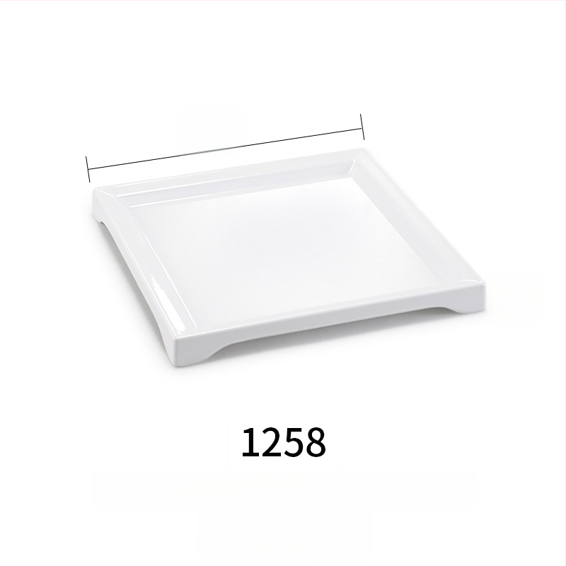 Melaminė plokščia lėkštė, stačiakampio formos, japonų stiliaus, plastikinė lėkštė su porceliano imitacija, personalizavimas galimas