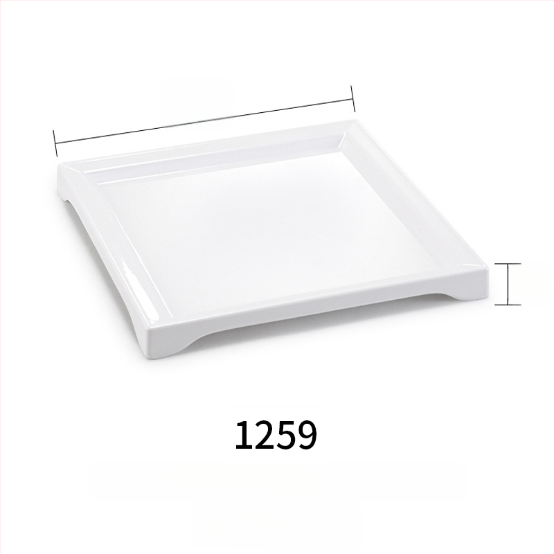 Melaminė plokščia lėkštė, stačiakampio formos, japonų stiliaus, plastikinė lėkštė su porceliano imitacija, personalizavimas galimas