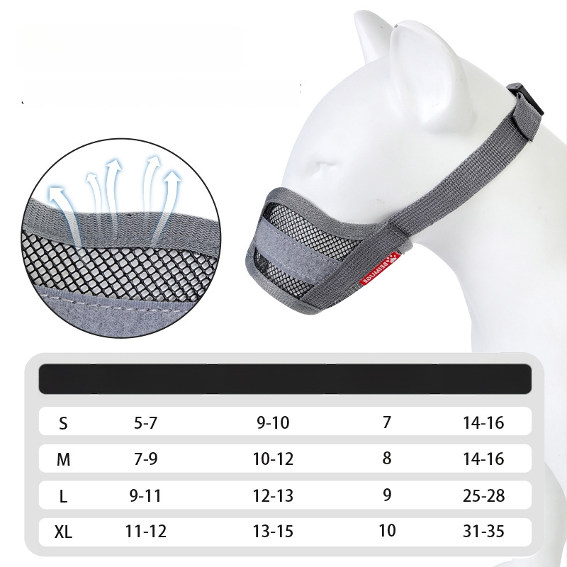 Šuns nosies kaukė – prieš įkandimą, prieš lojimą, kvėpuojanti, reguliuojama, su gėrimo funkcija