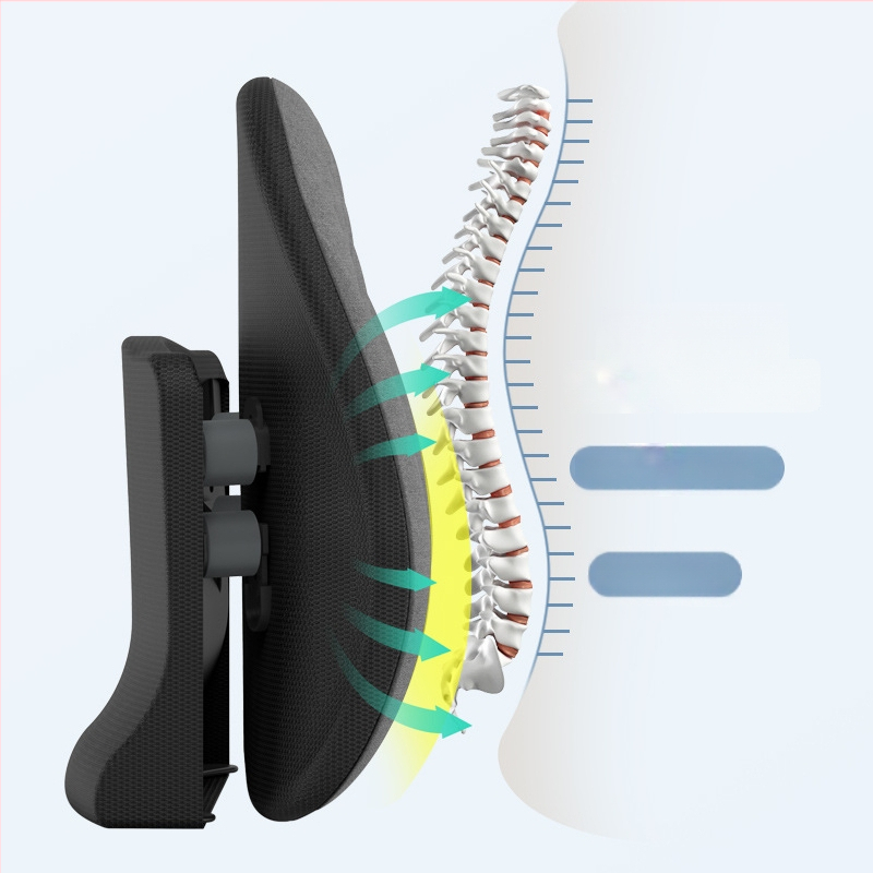 Ergonomiška juosmens atrama pagalvė biuro kėdei ir automobiliui, reguliuojama nugaros pagalvė su tinklo uždanga ir poliesterio užpildas