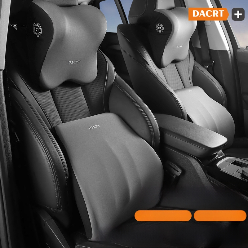 Automobilinis galvos atlošas pagalvėlis su atminties putomis ir juosmens bei pečių parama – kaklo pagalvėlė su MILK SILK užvalkalu, visiems sezonams, paprastas dizainas