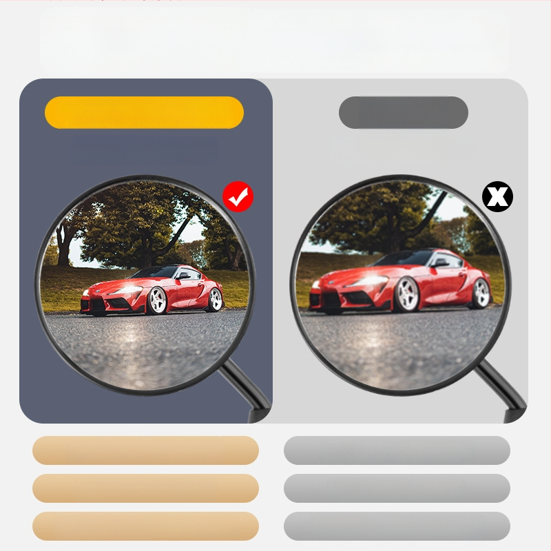 HD tagurpidi vaatepeegel elektrisõidukitele – lühike vars, ümmargune konveksne peegel, 180° reguleeritav, 8 mm kahekordse auguga kinnitamine